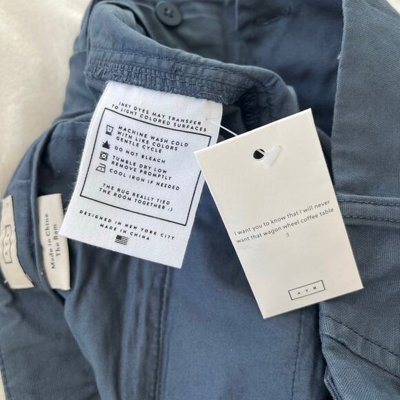 AYR NWT The Bam Prussian Blue Baby Barrel Leg Cotton Pleated Pants, Size 4 - Picture 6 of 14